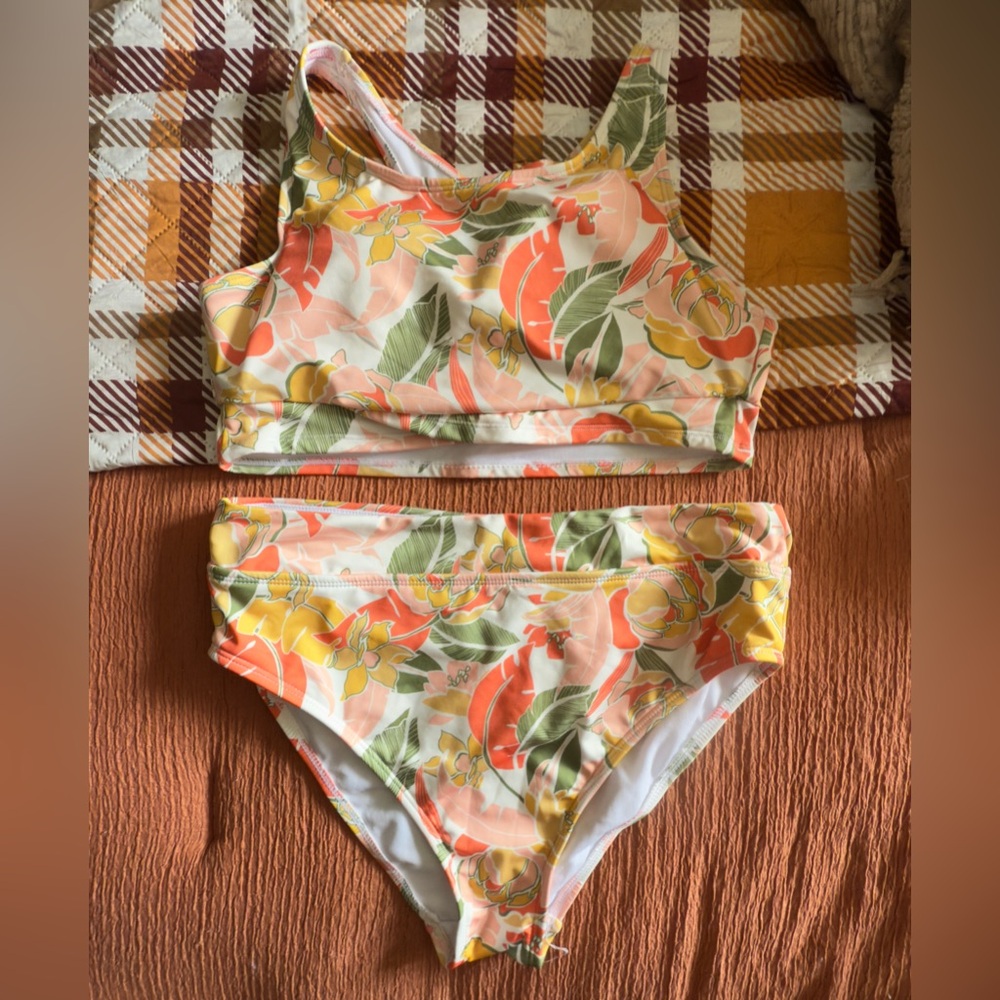 Hurley Peach and Yellow Bikini Top